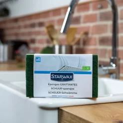 Éponge grattante pour les surfaces peu fragiles, Starwax vendue par 6 pièces
