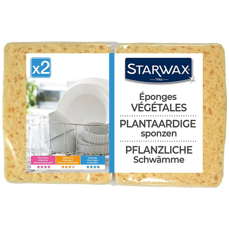 Éponge végétale Starwax l.3 x H.12 x P.18.2 cm vendue par 2