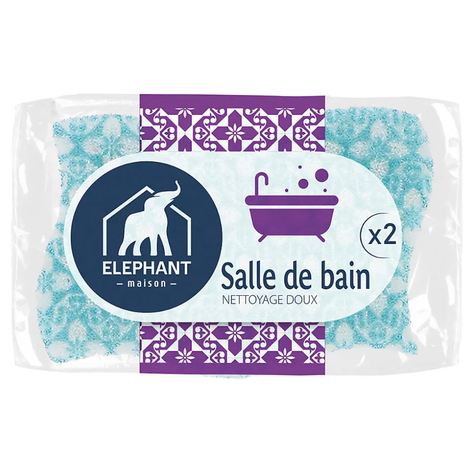 Éponges grattantes nettoyage doux salle de bain x2 Elephant
