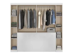 Pont de lit - 6 portes - Avec armoires et rangements - L216,5 cm - Blanc - ANTERO