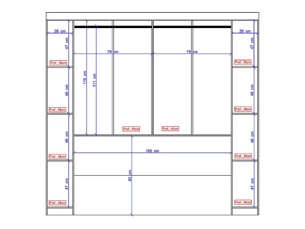 Pont de lit - 6 portes - Avec armoires et rangements - L216,5 cm - Blanc - ANTERO