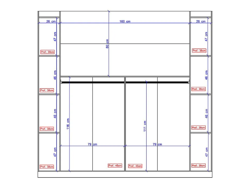 Pont de lit - 6 portes - Avec armoires et rangements - L216,5 cm - Blanc - ANTERO