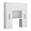 Pont de lit ANTERO - 6 portes - Avec armoires et rangements - L.200 cm - Blanc