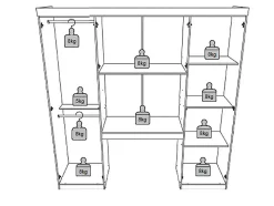 Pont de lit ANTERO II - 6 portes - Avec armoires et rangements - L.200 cm - Chêne et Ivoire