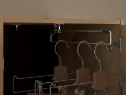 Pont de lit avec rangements et LEDs - L269 cm - Coloris : Naturel et noir - VARLY