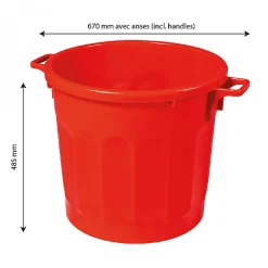 Poubelle ronde tri sélectif 75 L - rouge
