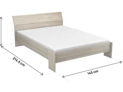 PRICY Lit 140x190/200cm - Decor Chene shannon - L 145 x P 205 x H 79 cm