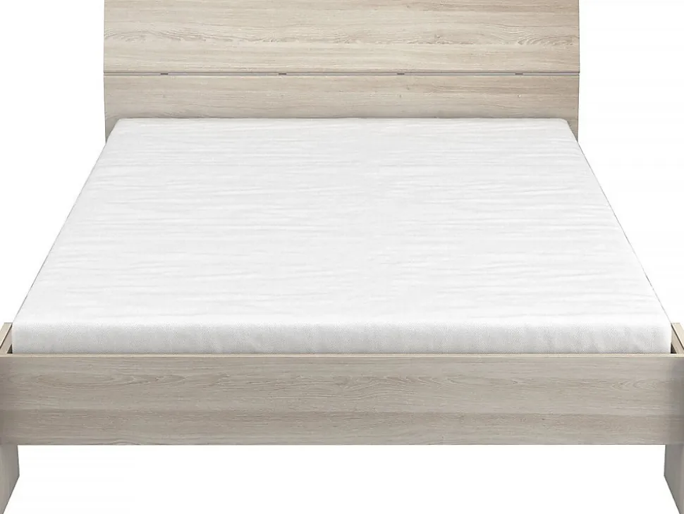 PRICY Lit 140x190/200cm - Decor Chene shannon - L 145 x P 205 x H 79 cm