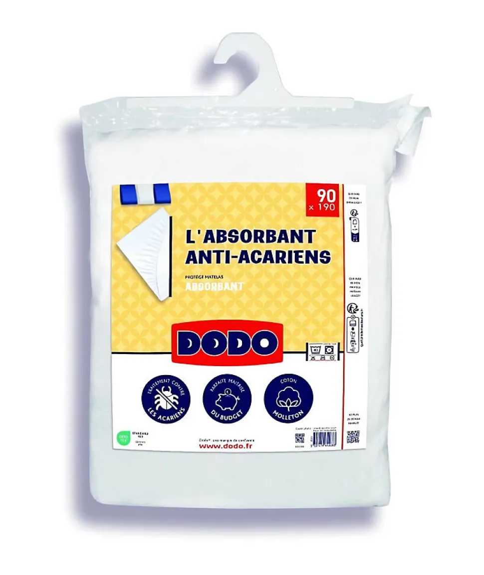 PROTEGE MATELAS L'ABSORBANT - ANTI ACARIENS - COTON - 90x190 cm - DODO