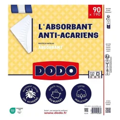 PROTEGE MATELAS L'ABSORBANT - ANTI ACARIENS - COTON - 90x190 cm - DODO