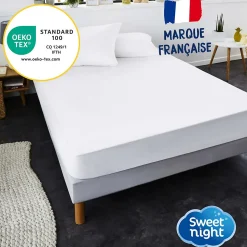 Protège matelas - Alèse Imperméable et Anti Acariens - Bouclette Éponge Coton - Silencieux et Respirant