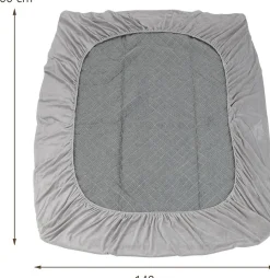 Protège Matelas Housse de Lit Douce en Polyester Cristal Poche Profonde Dessous Antidérapant 140 X 200 CM Gris