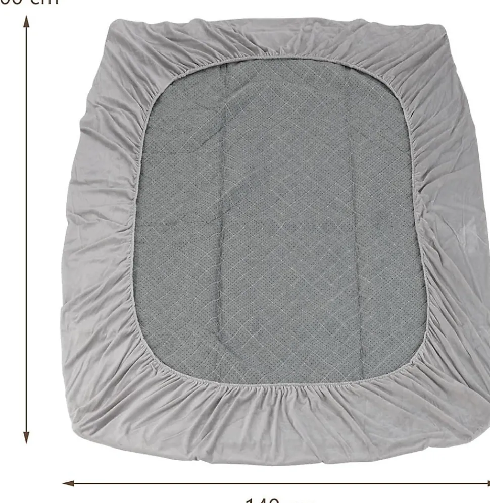 Protège Matelas Housse de Lit Douce en Polyester Cristal Poche Profonde Dessous Antidérapant 140 X 200 CM Gris