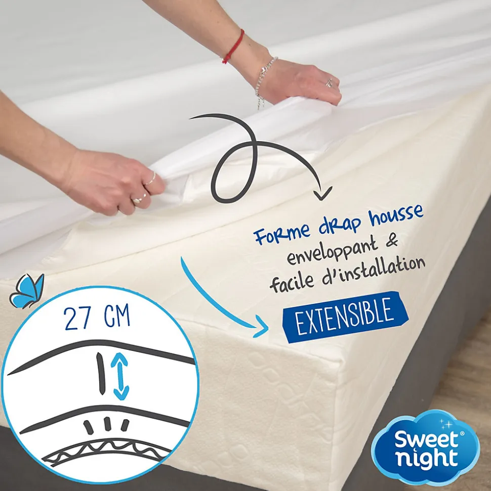 Protège Matelas 90x190 - Molleton 100% Coton - Senteur Linge Propre - Forme Drap Housse Extensible