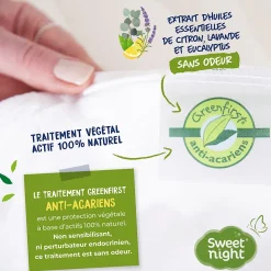 Protège Matelas 90x190 cm - Molleton 100% Coton - Traitement Végétal Anti-Acariens Greenfirst