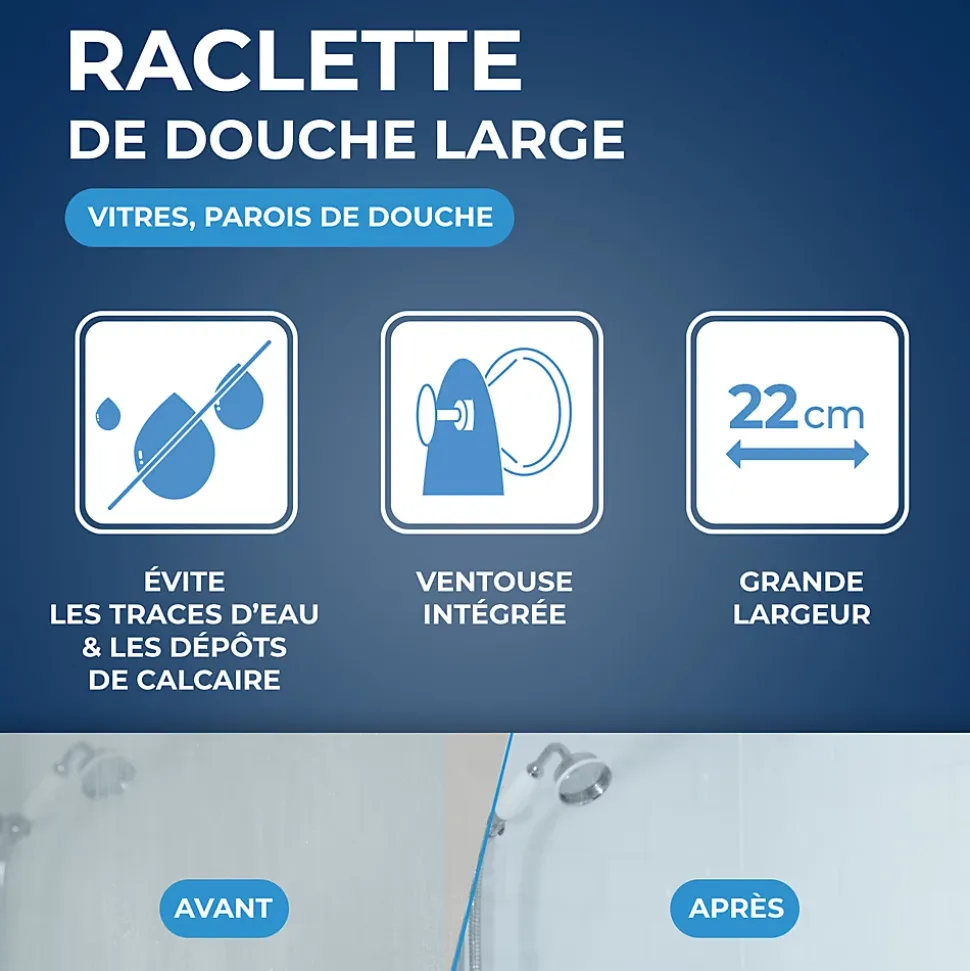 Raclette de douche Starwax coloris bleu/gris largeur 230 mm