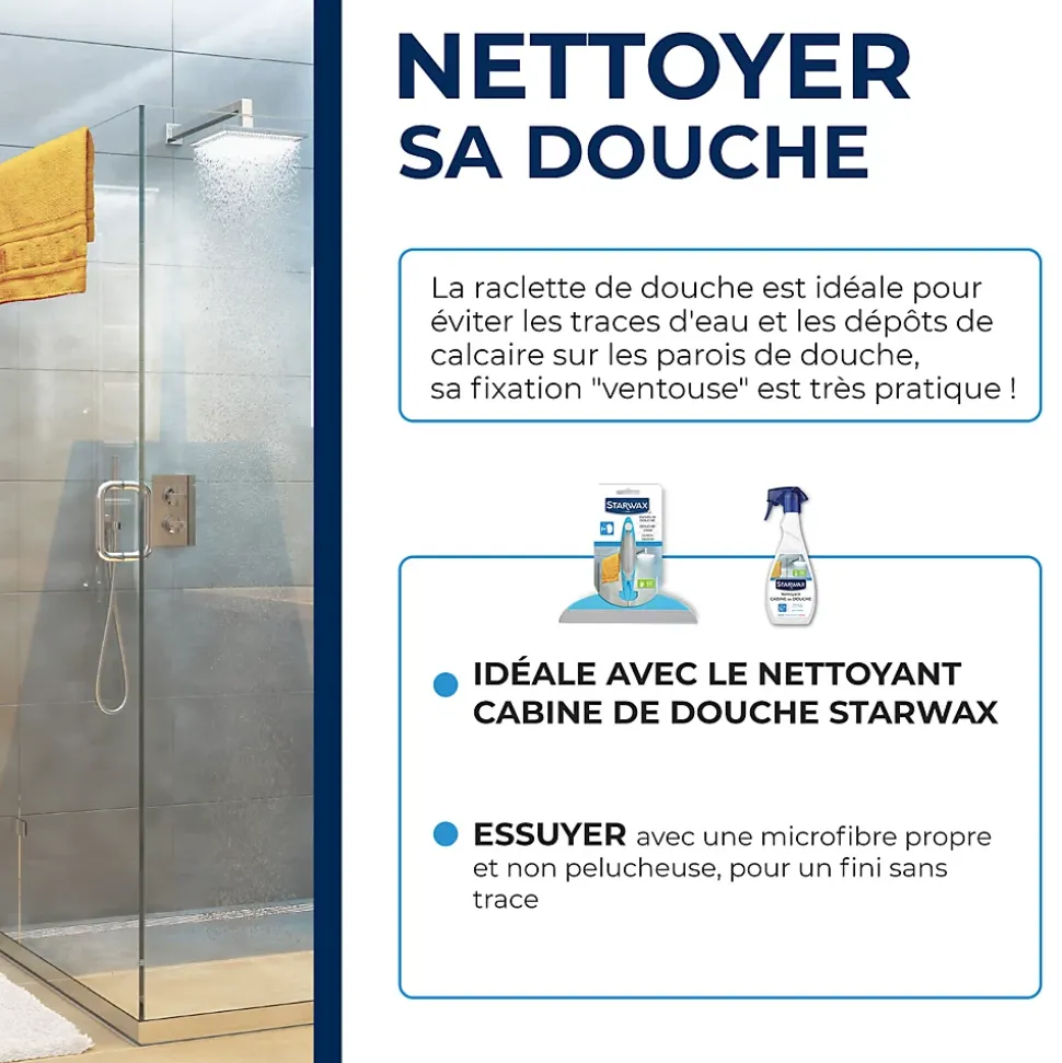 Raclette de douche Starwax coloris bleu/gris largeur 230 mm