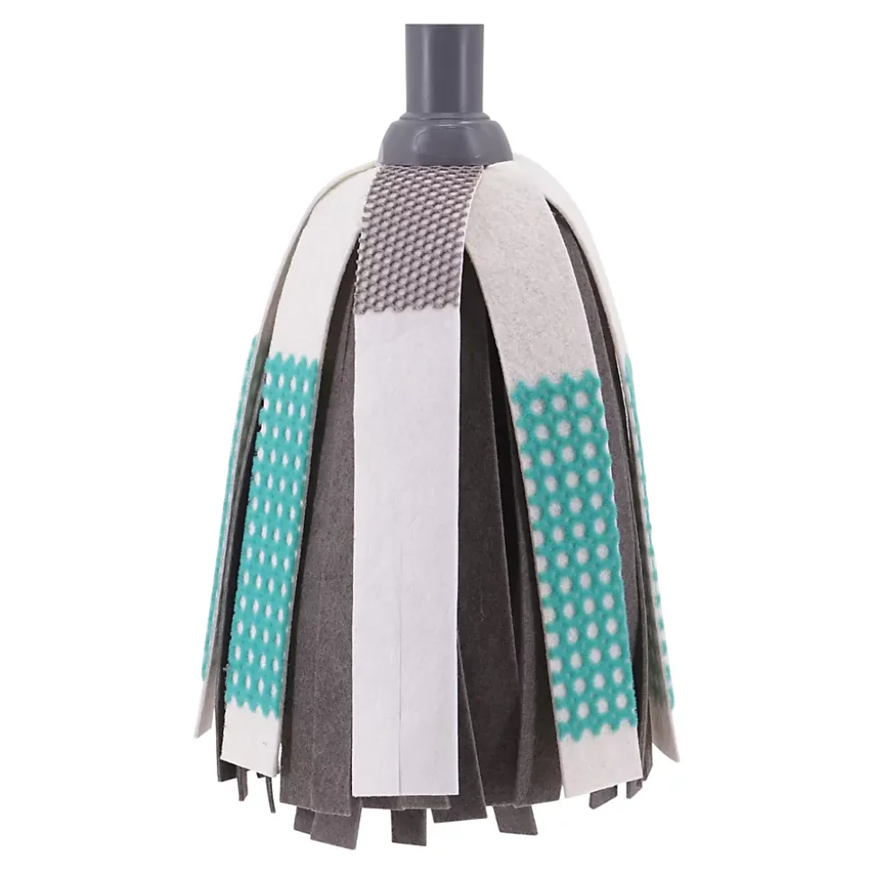 Recharge pour balai-serpillère à franges microfibre et plastique GoodHome blanc et bleu l.8 cm