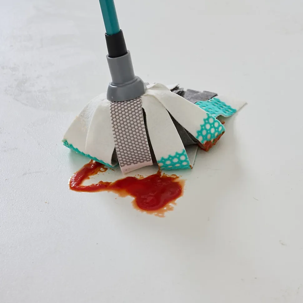 Recharge pour balai-serpillère à franges microfibre et plastique GoodHome blanc et bleu l.8 cm