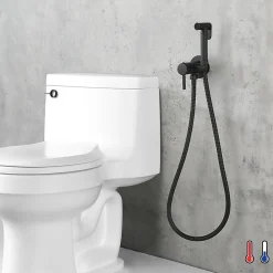 Robinet WC HYGIÈNE INTIME 2 eaux NOIR mat en laiton Kibath
