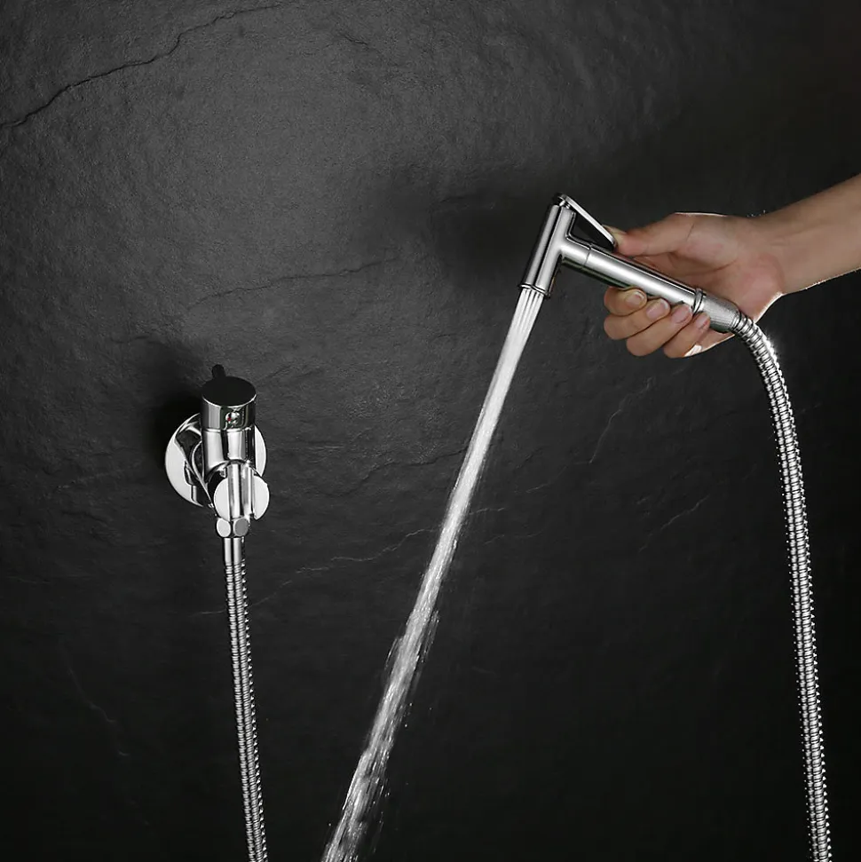 Robinet WC HYGIÈNE INTIME 2 eaux Chrome brillant en laiton Kibath