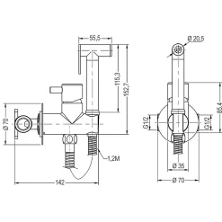 Robinet WC HYGIÈNE INTIME 2 eaux Chrome brillant en laiton Kibath