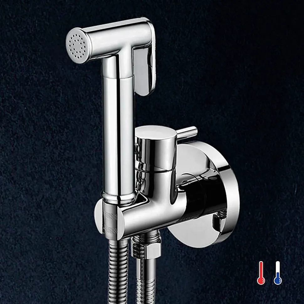 Robinet WC HYGIÈNE INTIME 2 eaux Chrome brillant en laiton Kibath