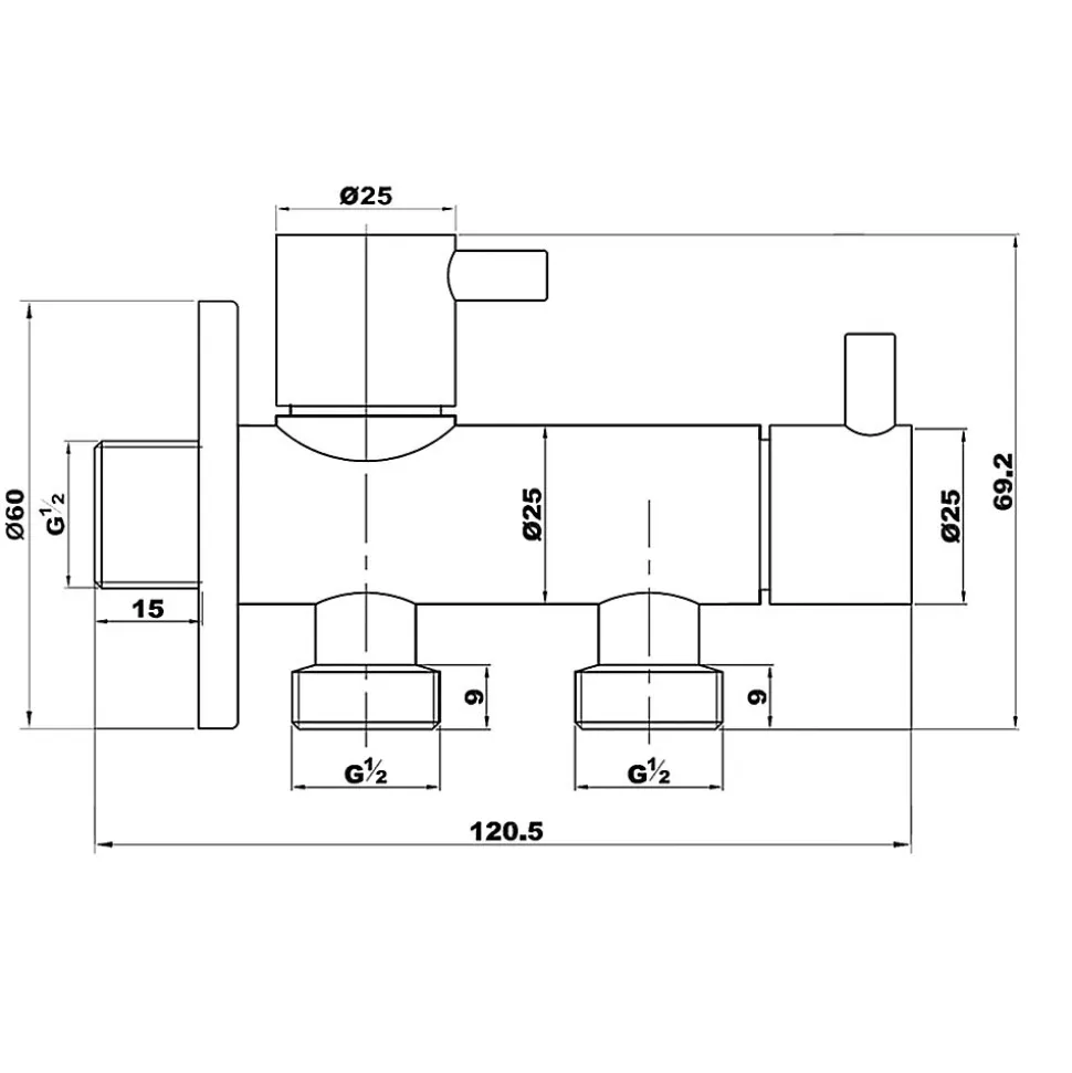 Robinet WC HYGIÈNE INTIME 1 eau Chrome brillant en laiton Kibath