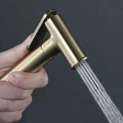 Robinet WC HYGIÈNE INTIME 2 eaux, OR brossé, en laiton Kibath