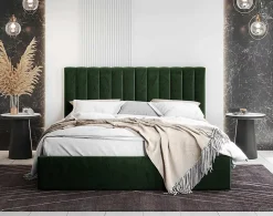 Rosario - lit coffre - 140x200 - sommier inclus - en velours - Best Mobilier