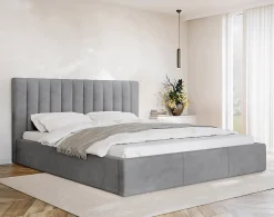 Rosario - lit coffre - 180x200 - sommier inclus - en velours - Best Mobilier