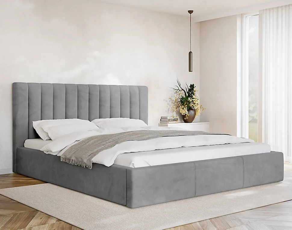 Rosario - lit coffre - 180x200 - sommier inclus - en velours - Best Mobilier