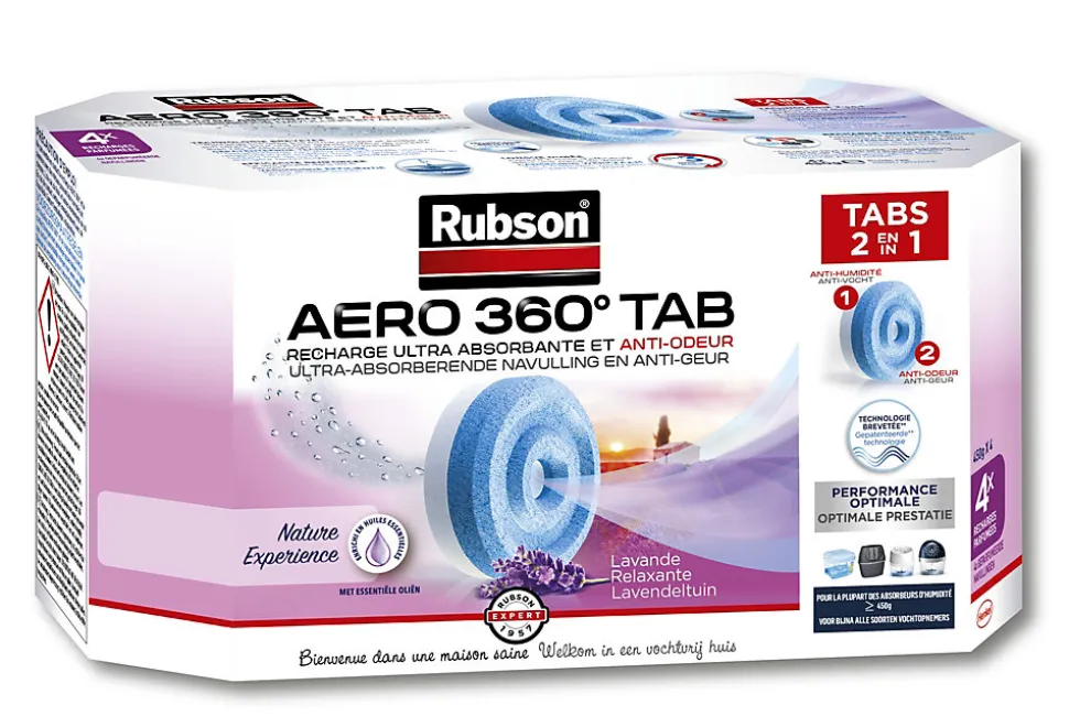 Rubson Pack de 4 recharges Aero 360 Lavande