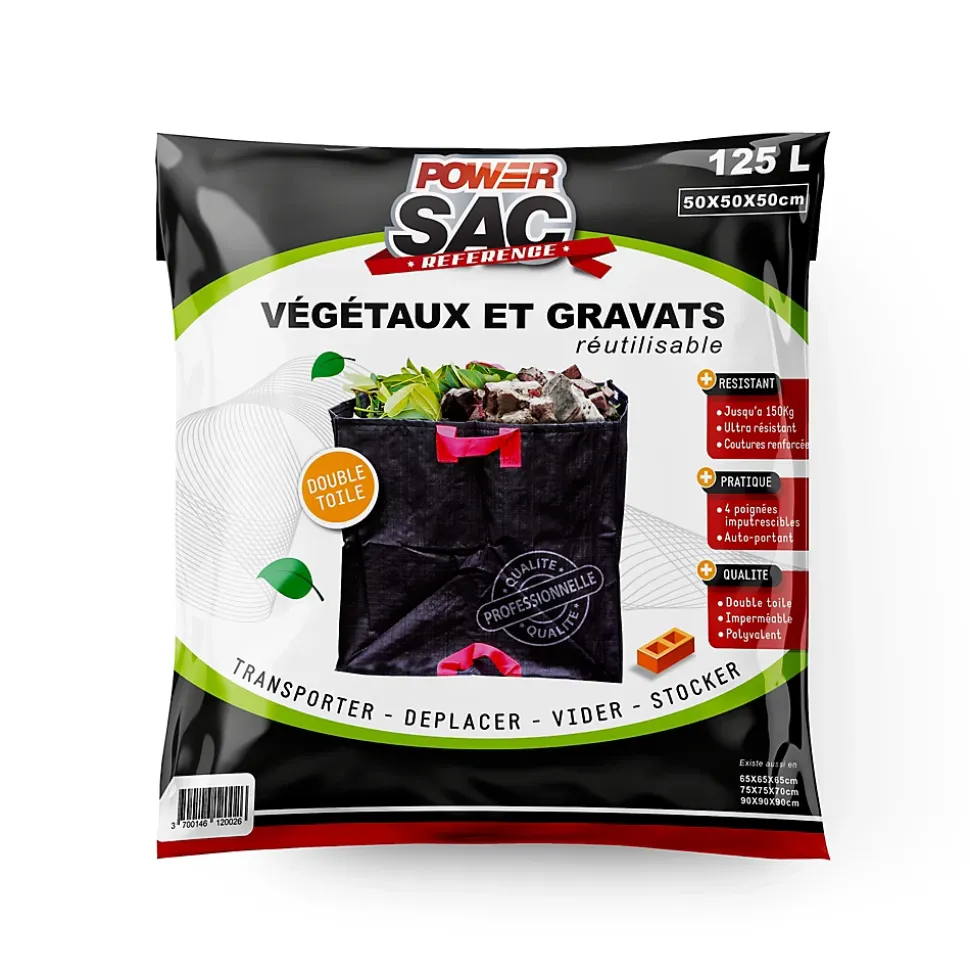Sac à végétaux noir 125L 50x50x50 cm