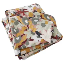 SARAH - Chemin de Lit 90x200cm Gaze de Coton Imprimé Rose Imprimé Floral