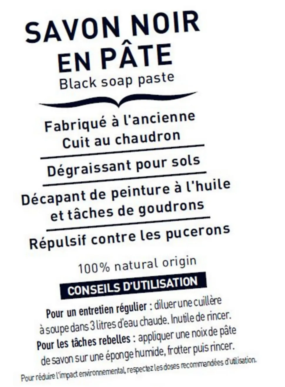 Savon noir La Corvette Savonnerie du midi en pâte à l’huile de lin 1kg