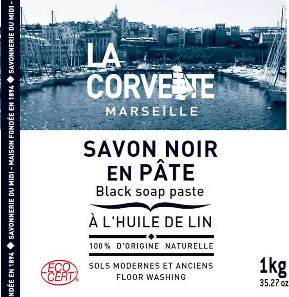 Savon noir La Corvette Savonnerie du midi en pâte à l’huile de lin 1kg