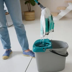 Seau et essoreuse de torsion GoodHome gris clair 14L