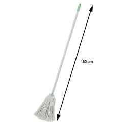 Serpillère à franges en coton blanc L.158 x l.13 cm