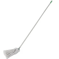 Serpillère à franges en coton blanc L.158 x l.13 cm