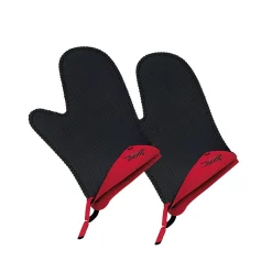 Set de 2 gants de cuisine rouge et noir