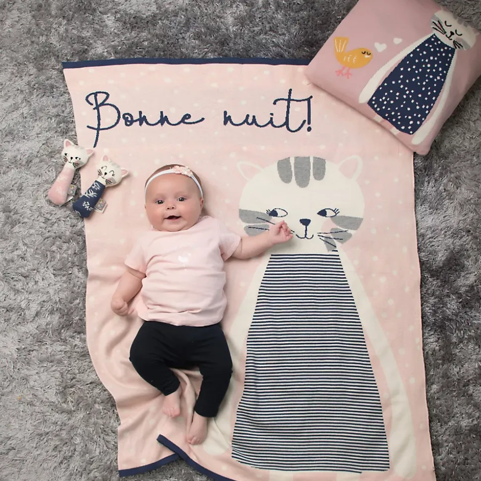 SEVIRA KIDS Couverture en coton bio Gots Chaton