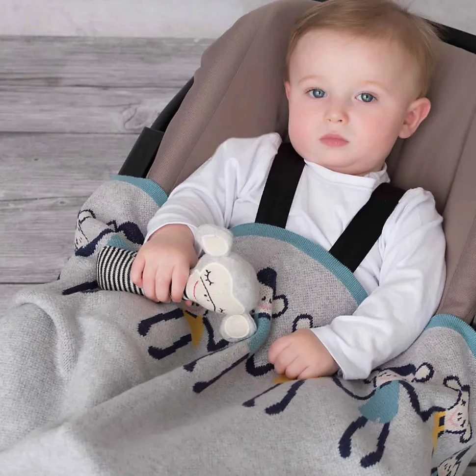 SEVIRA KIDS Couverture pour bébé en coton bio SINGE