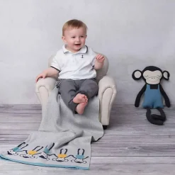 SEVIRA KIDS Couverture pour bébé en coton bio SINGE