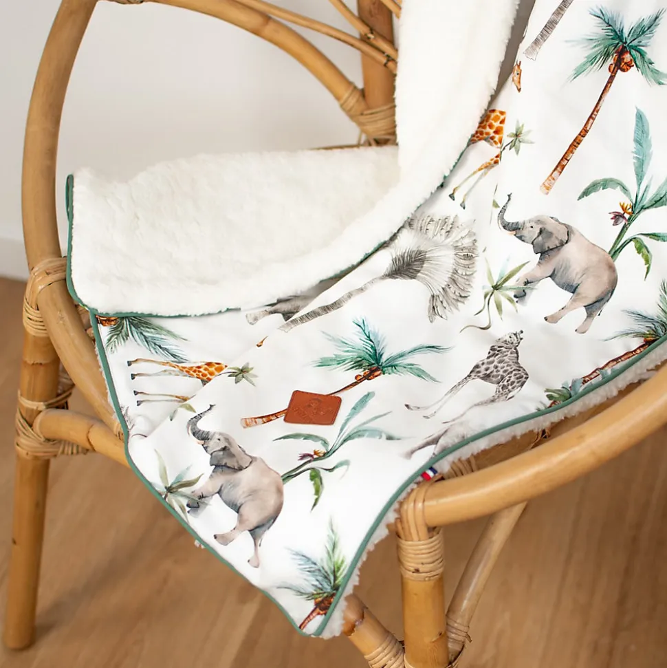 SEVIRA KIDS Couverture réversible en sherpa Safari