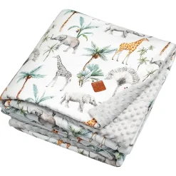 SEVIRA KIDS Grand plaid couverture réversible en minky Safari