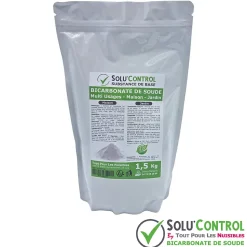 SOLU'CONTROL - 1,5 Kg de Bicarbonate de Soude Multi Usages, Maison et Jardin, 100% Naturel, Sachet Zip refermable