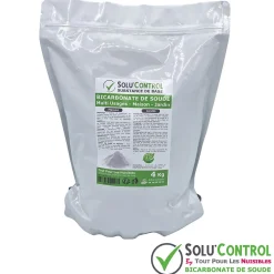 SOLU'CONTROL - 4 Kg de Bicarbonate de Soude Multi Usages, Maison et Jardin, 100% Naturel, Sachet Zip refermable