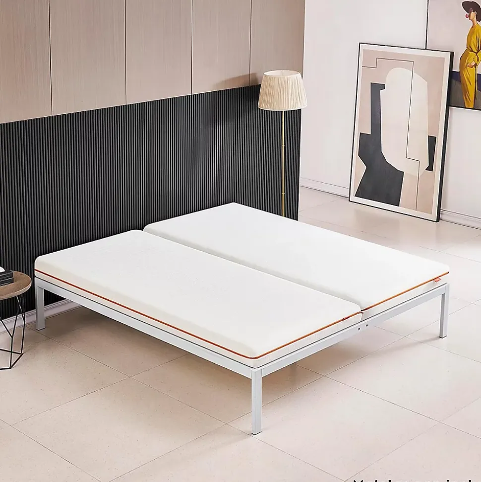 Sommier à Lattes Avec Pieds En Acier Robuste 160x200 Cm Blanc