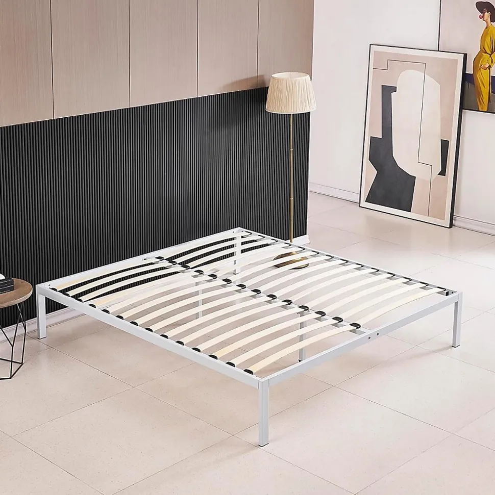 Sommier à Lattes Avec Pieds En Acier Robuste 160x200 Cm Blanc